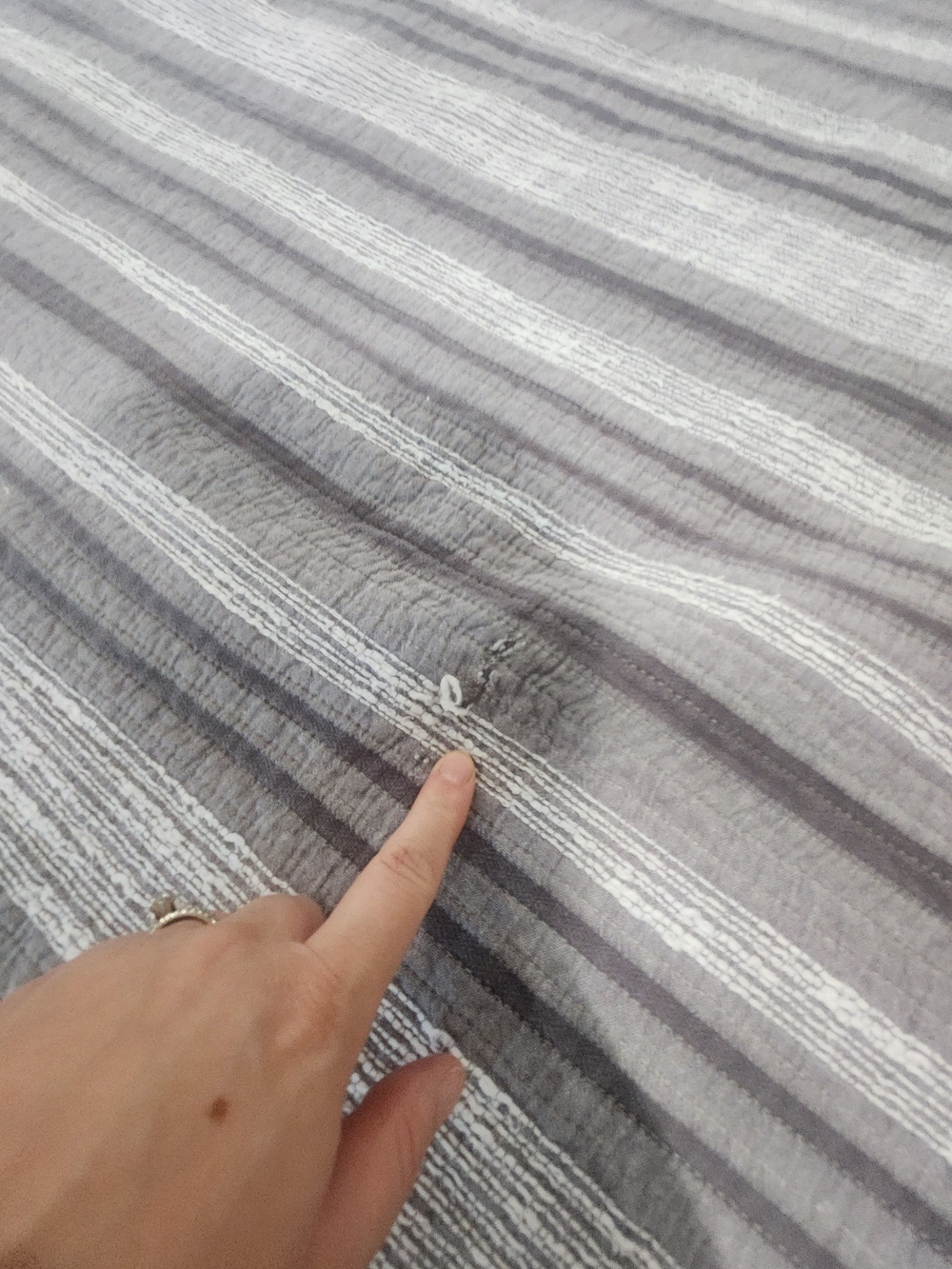 Frye Paloma Quilt Gray and White Striped Quilted Bedding Queen 90x87 - Picture 4 of 12
